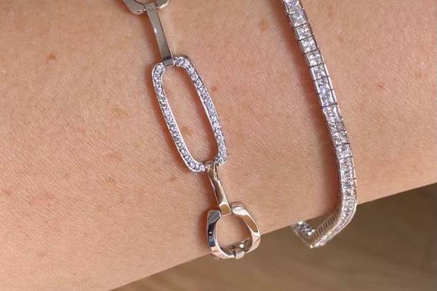 Pulseras de oro blanco con brillante