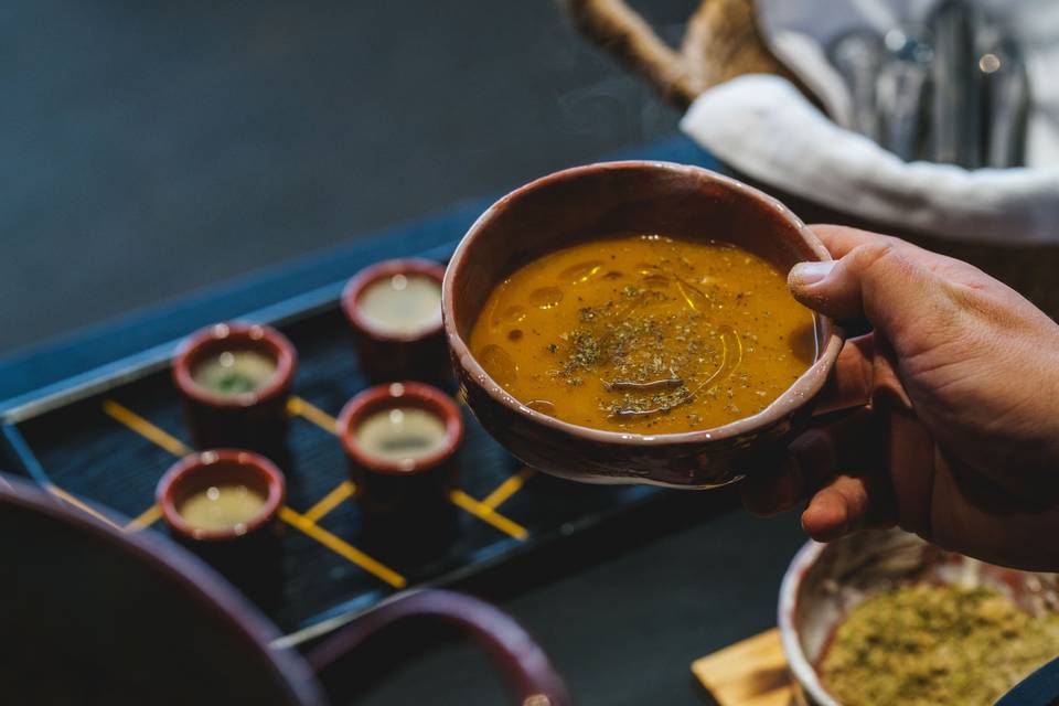 Crema de calabaza y piñones