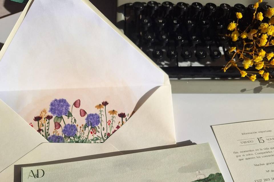 Invitación boda ilustrada