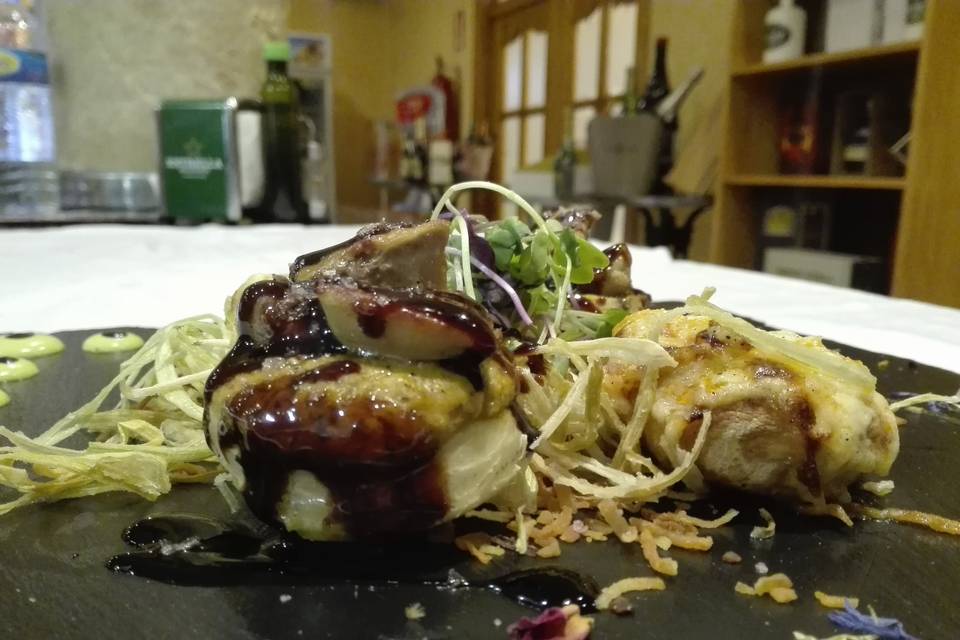 Alcachofa y champiñón relleno