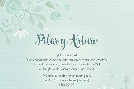 Invitación flores azules