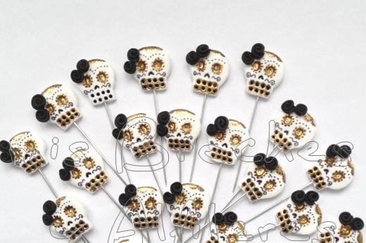 Alfileres boda calaveras mejic