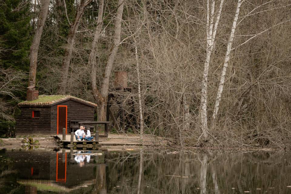 Casita de madera lago