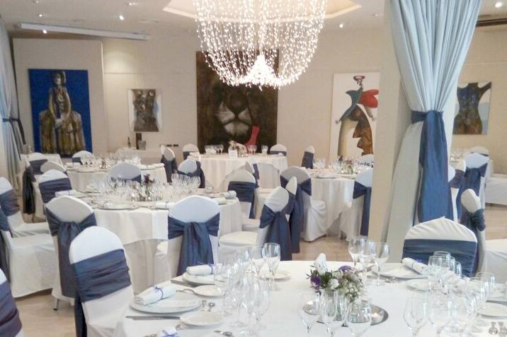 Salón cosmos con lazo azul