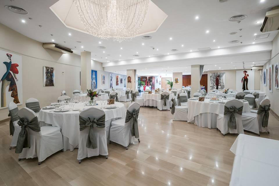 Salón cosmos con lazo azul