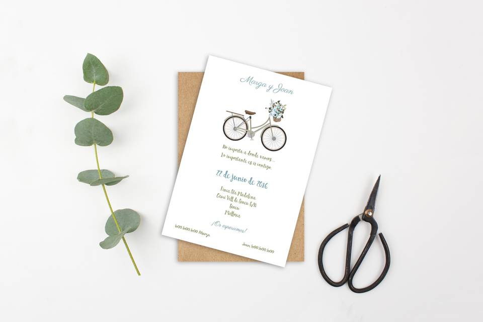 Invitación de boda amapolas azule