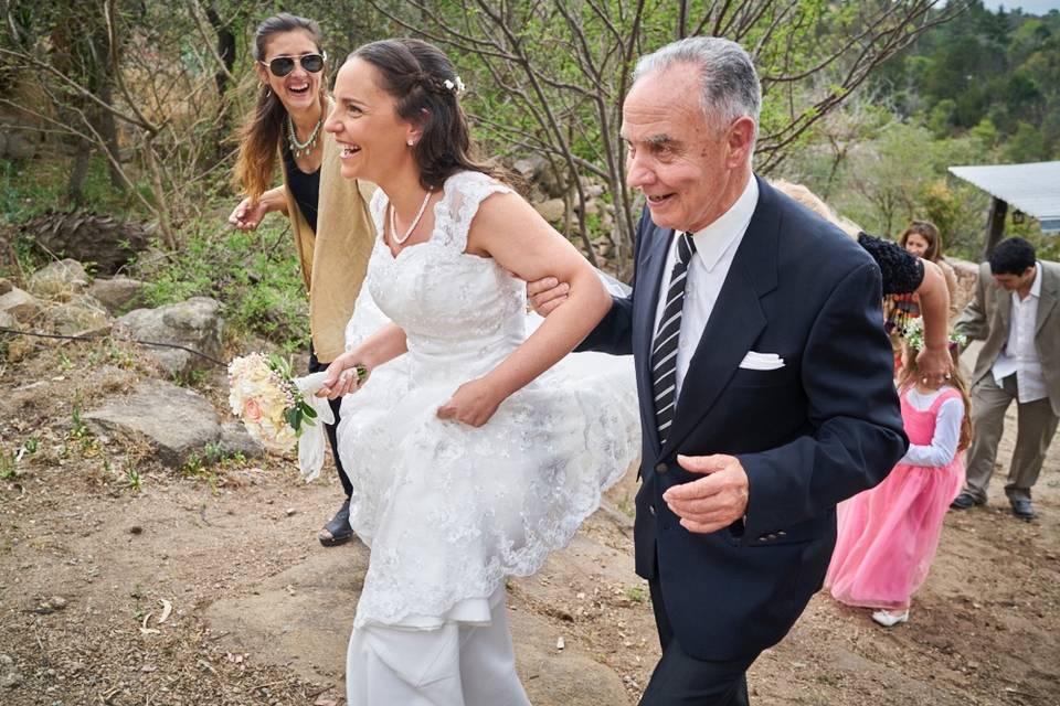 Llegando a la ceremonia