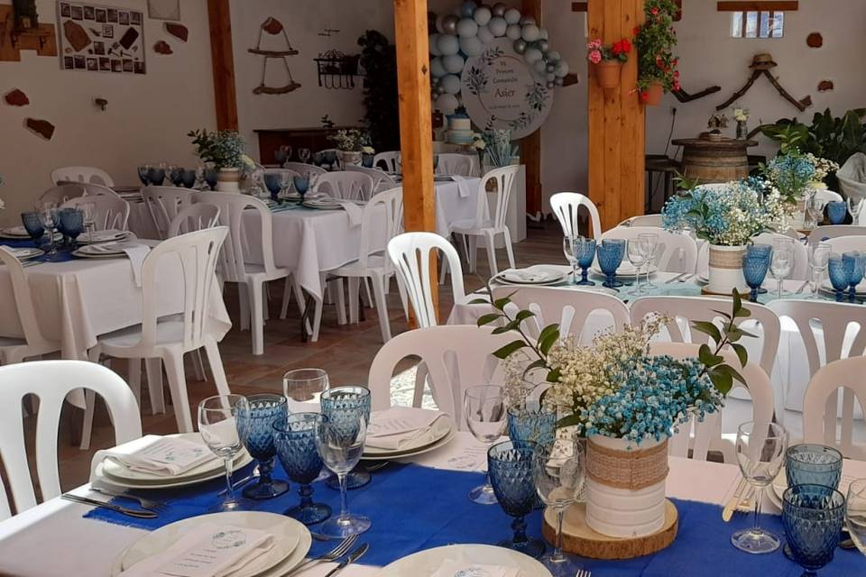 Decoración azul y blanco