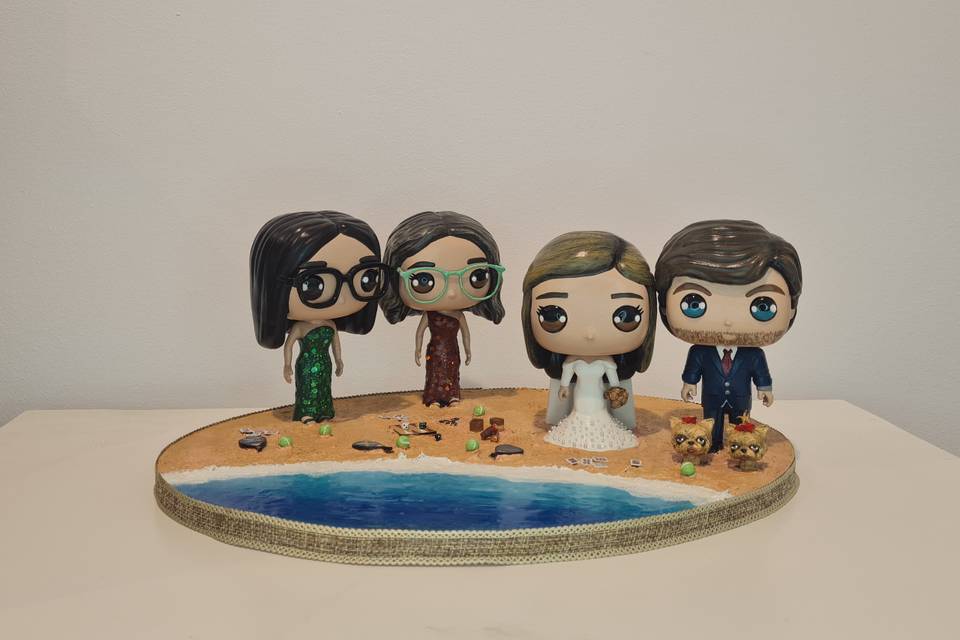 Composición funkos para tarta