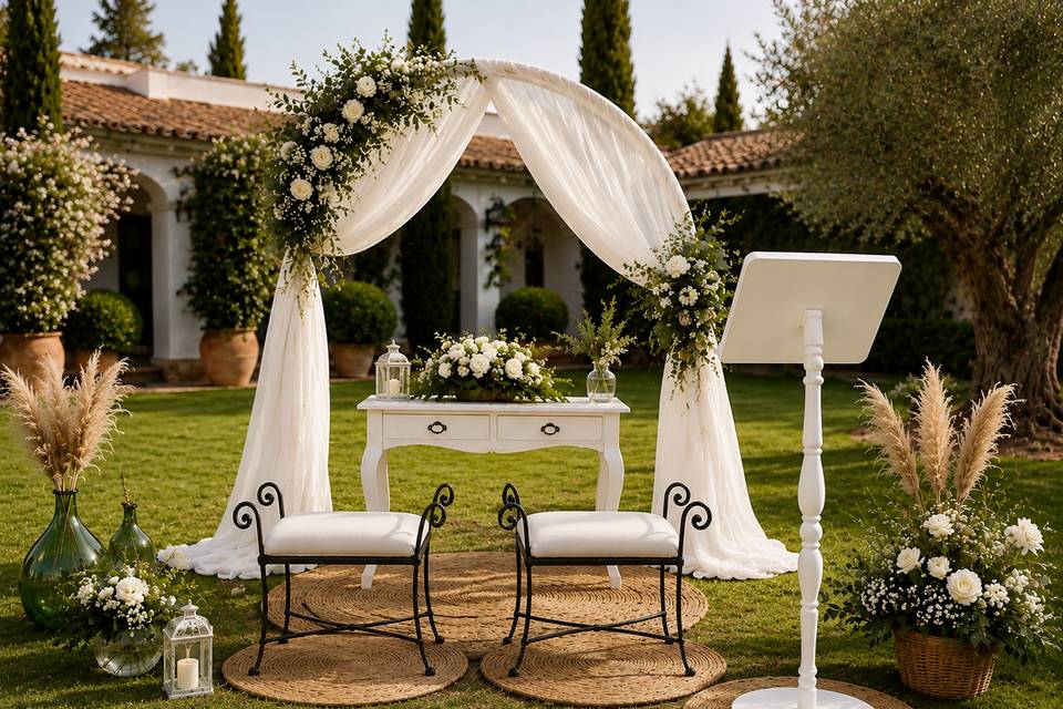 Escenario boda blanco 2