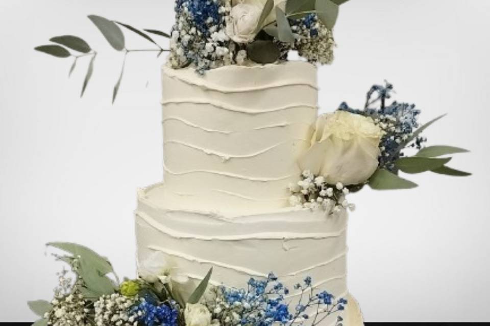 Tarta boda azul