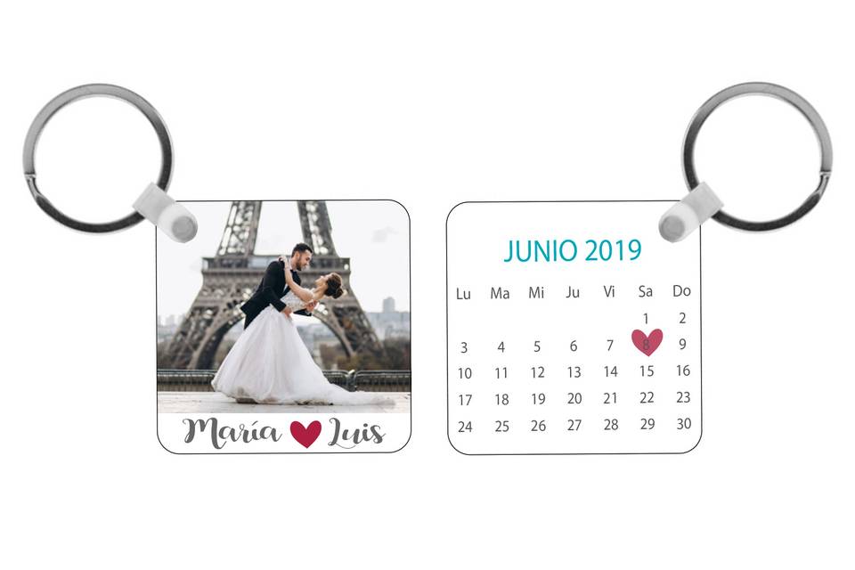 Llavero con foto y calendario