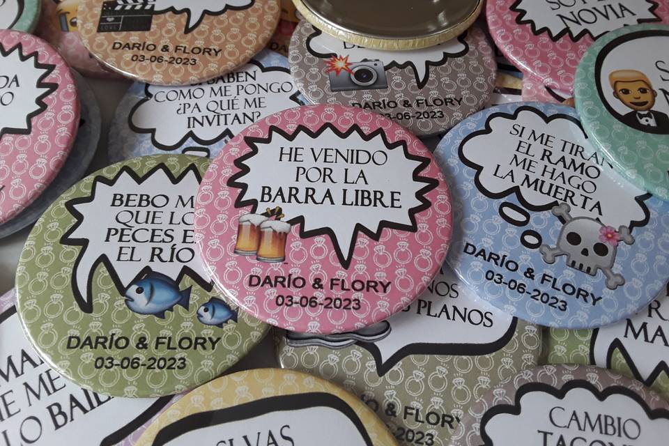 Chapas divertidas para boda