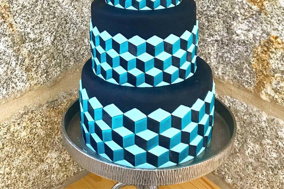 Tarta geométrica de fondant