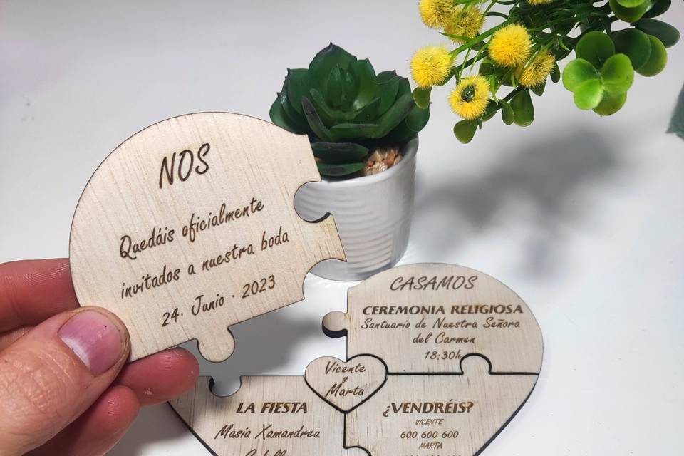 Invitación boda puzzle