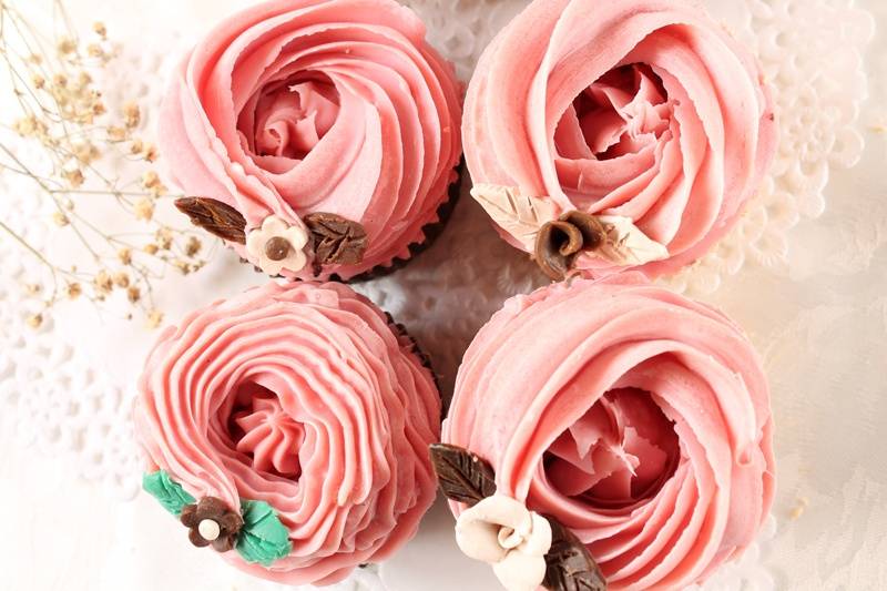 Jabones cupcakes en flor