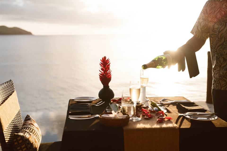 Cena romántica en Fiji