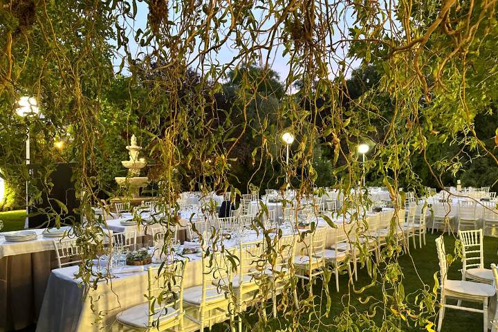 Cena en jardín