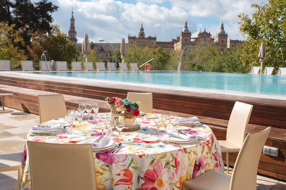 Detalle del montaje para banquete