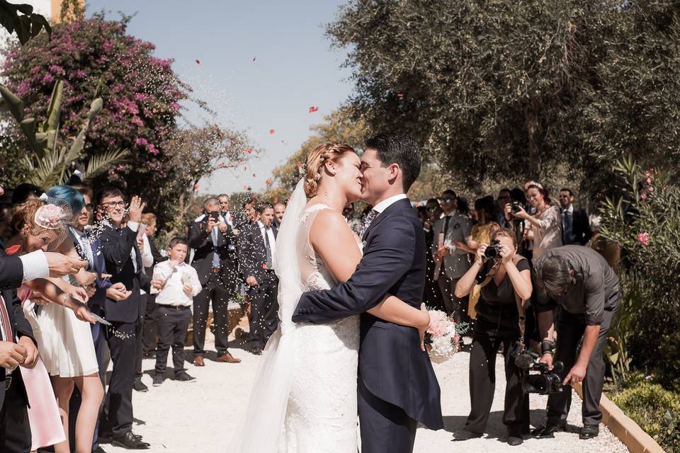 Vestido y peinado de la novia