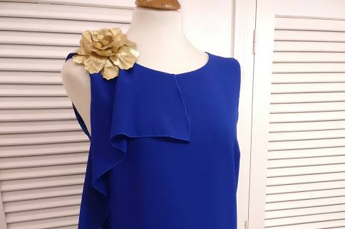 Vestido liso volante crep