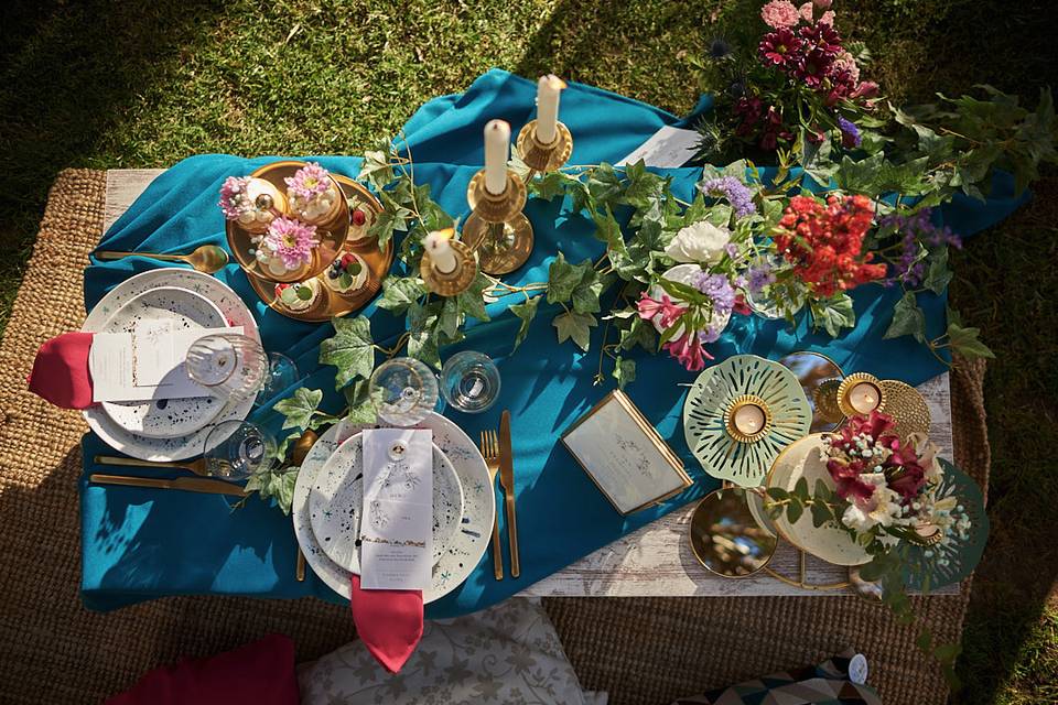Mesa de novios, boda picnic