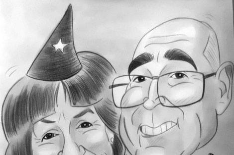 Caricatura en blanco y negro