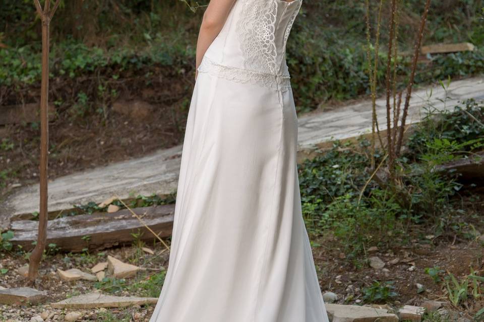 Vestido de novia bambolla seda