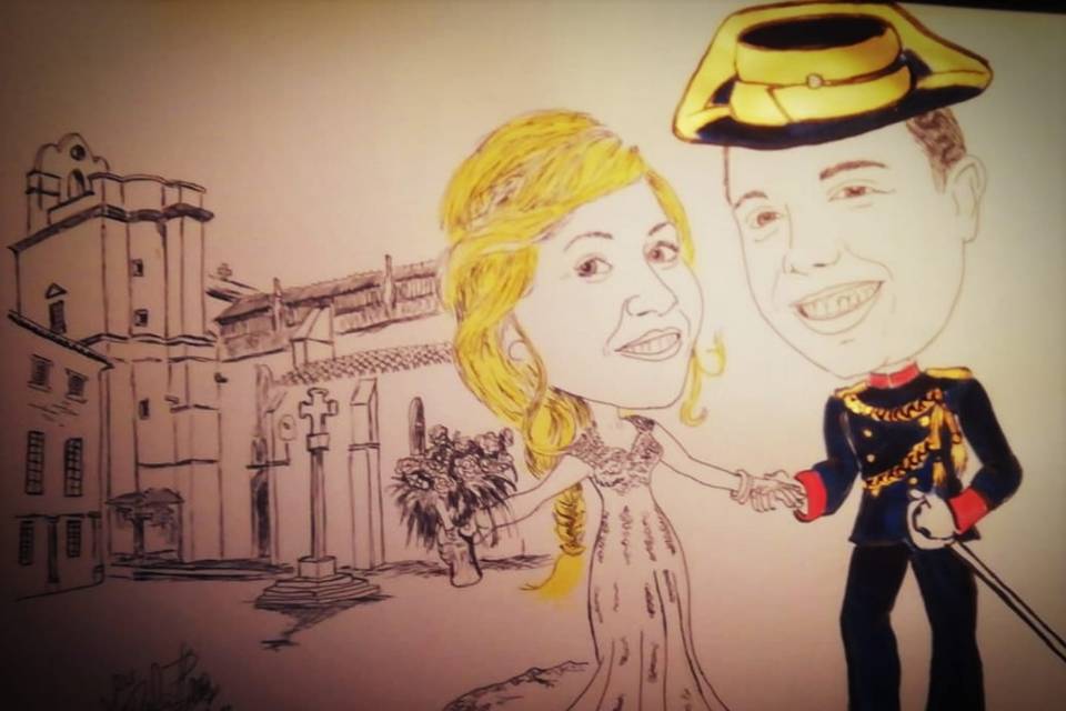 Caricatura de los novios