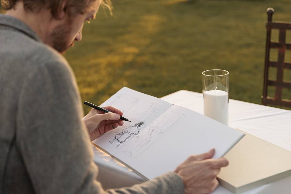 Artista dibuja la boda