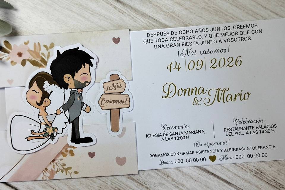 Invitación de boda deslizable