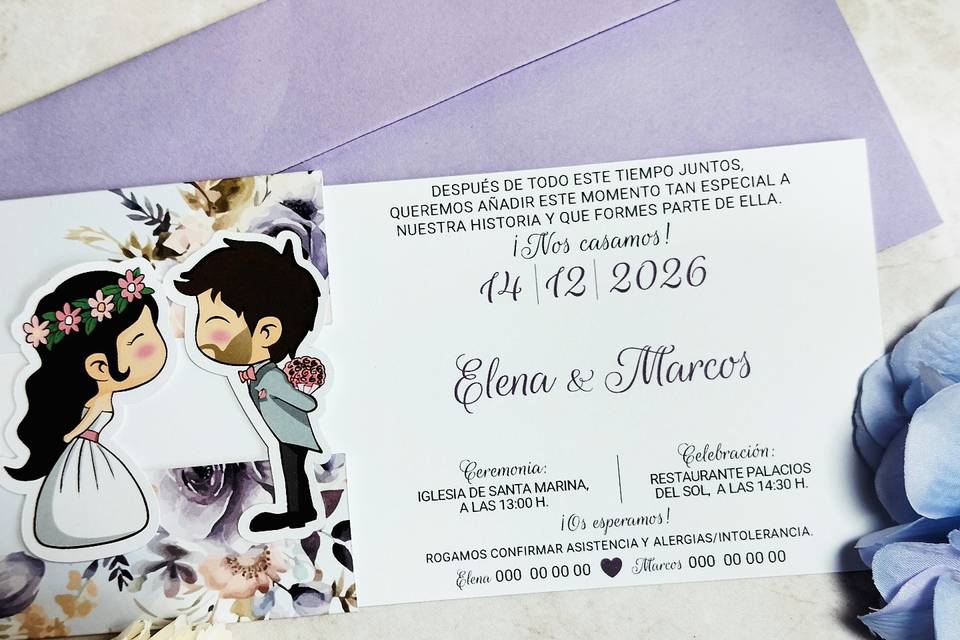 Invitación de boda deslizable
