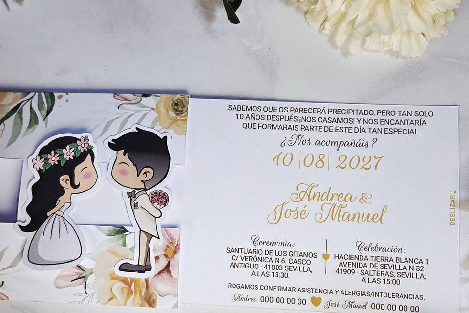 Invitaciones de boda deslizabl