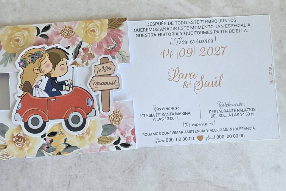 Invitaciones de boda deslizabl