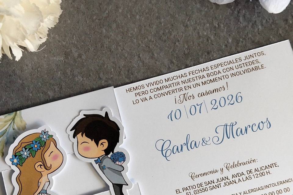 Invitación de boda deslizable