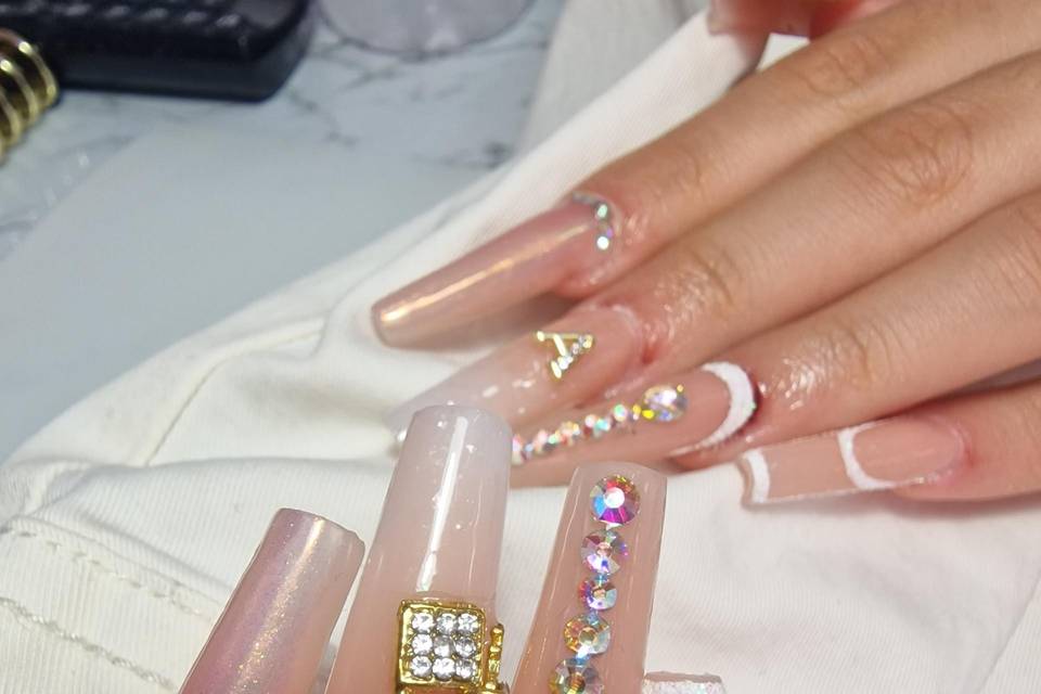 Uñas acrílicas con glitter