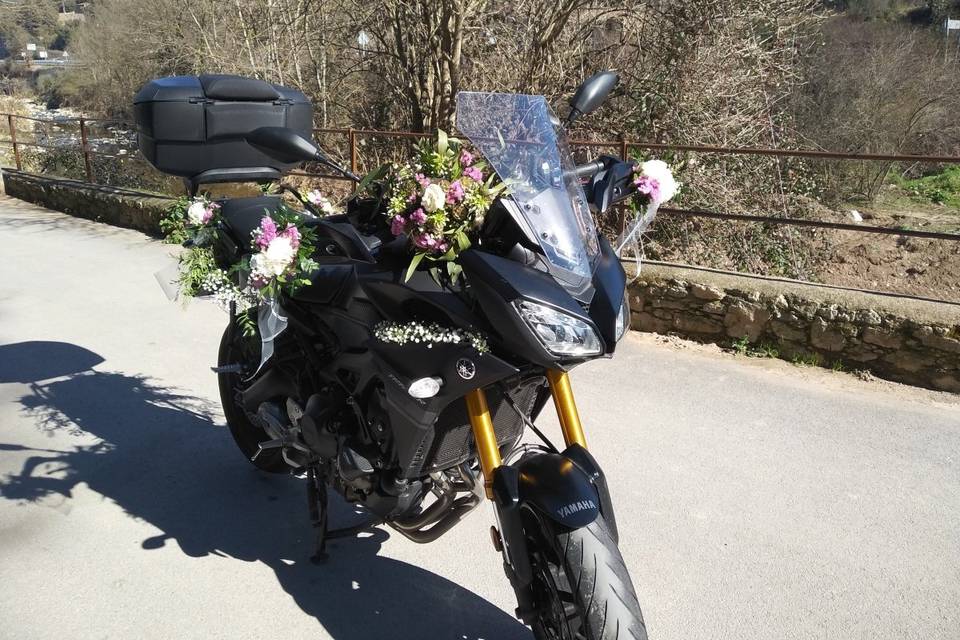 Decoración floral para moto