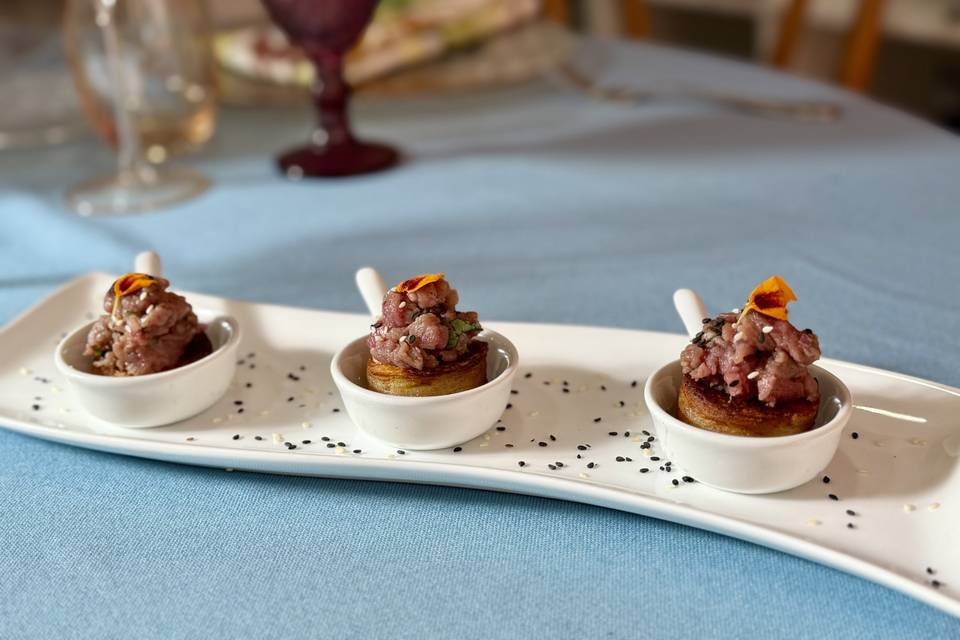Mini sartén de tartar de vacun