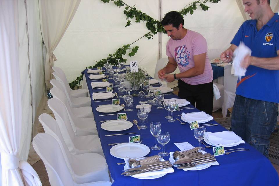 Celebración en carpa