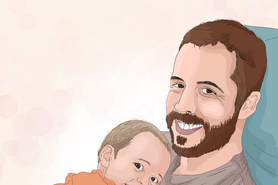 Ilustración digital padre hijo