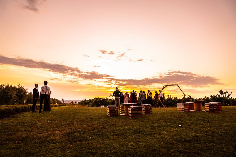 Puesta de sol desde el pati de vinyes