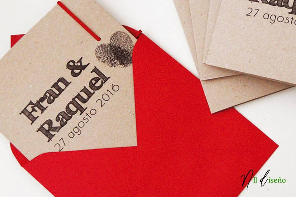Invitación kraft rojo