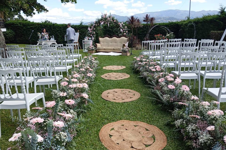 Pasillo de alfombras de yute