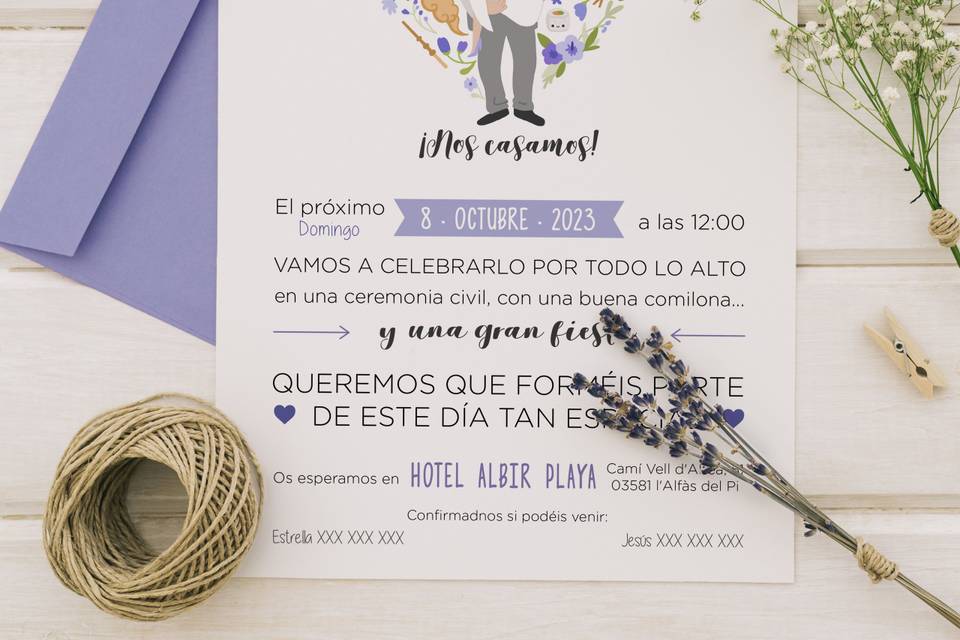 Invitación con caricatura