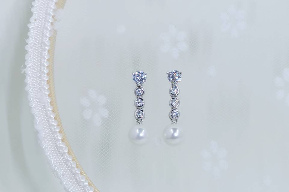 Pendientes de plata de novia