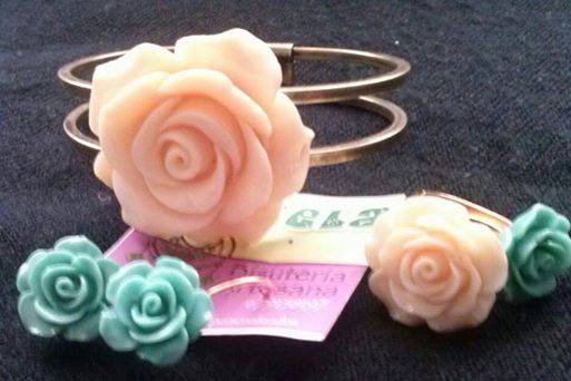 Conjunto flor de resina