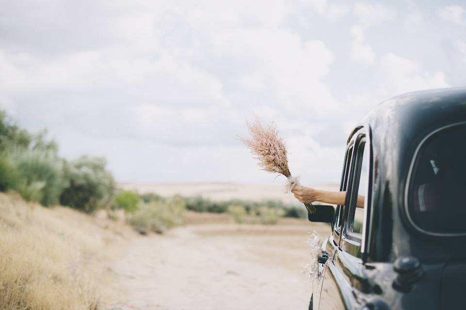 Ramo de Novia en coche inglés