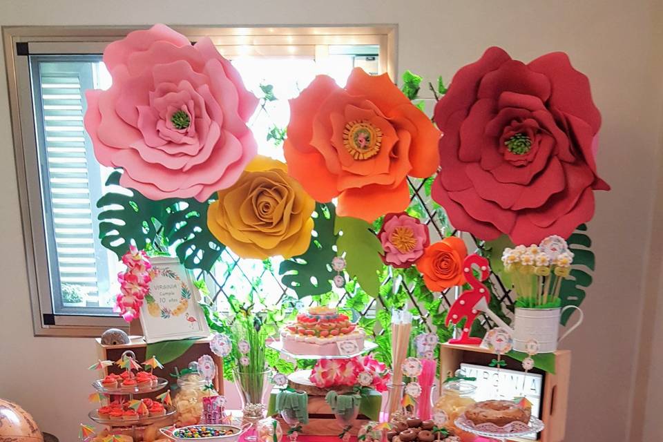 Mesa con flores