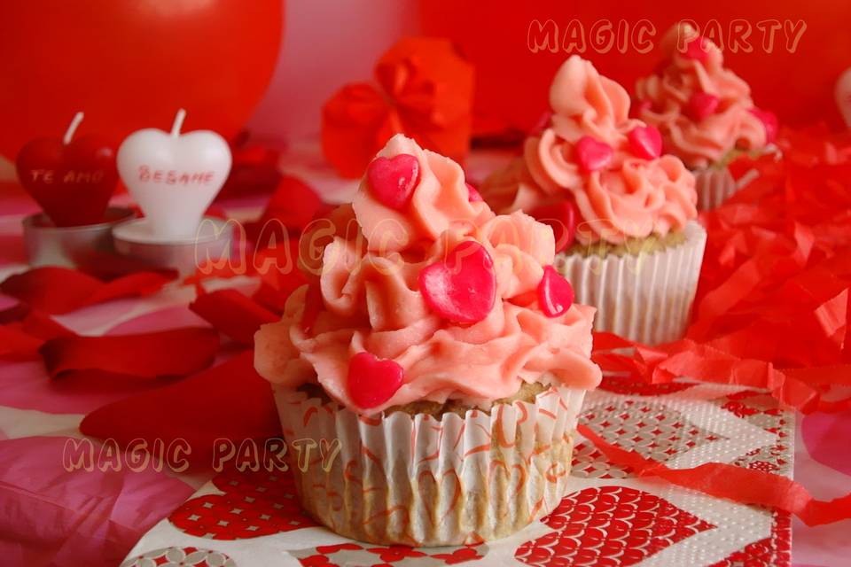 Cupcakes con corazones rosas