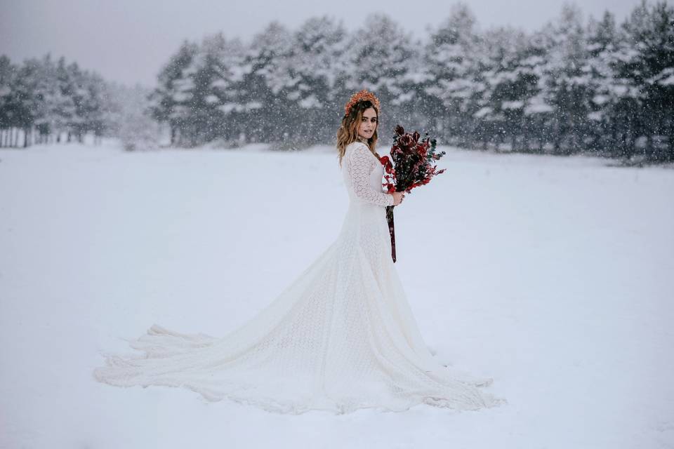 Postboda en la nieve